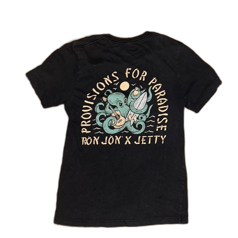 Ron Jon Jetty Black Tee Tshirt Nautical Graphic Womens Small 4 6 Octopus Surf